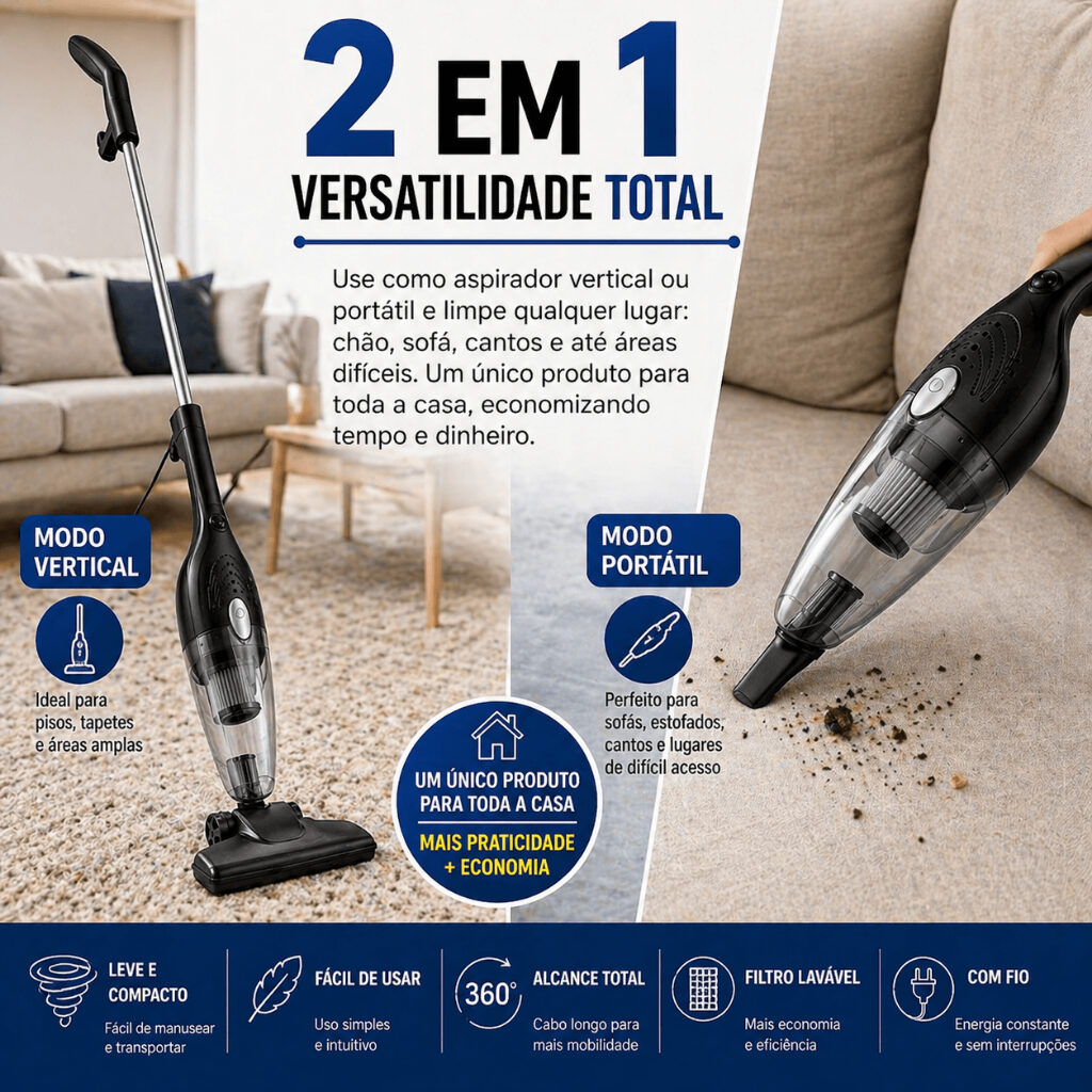 Aspirador Elétrico Portátil 2 em 1 — 220V, foto 6