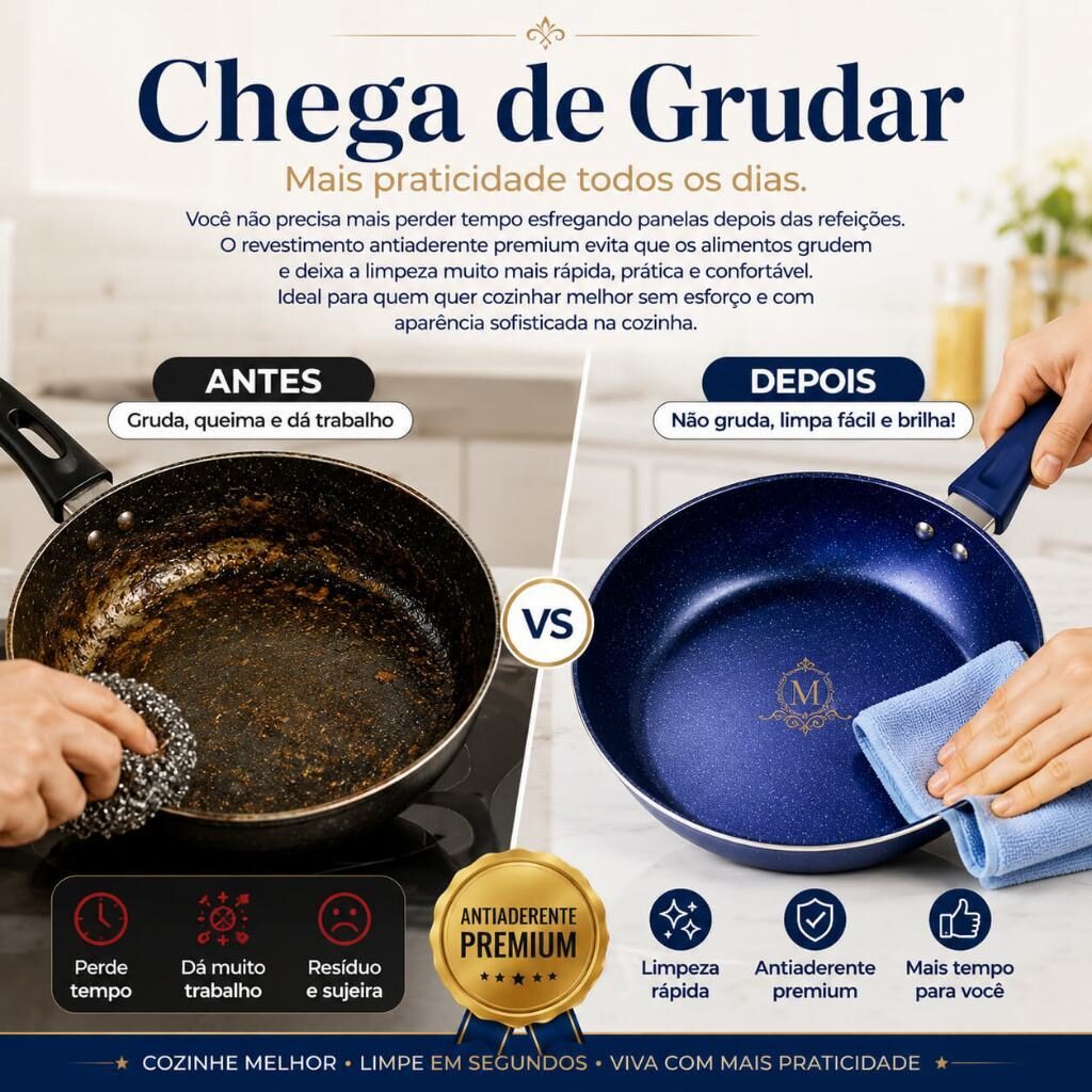 Conjunto de Panelas Antiaderente 9 Peças Azul, foto 5
