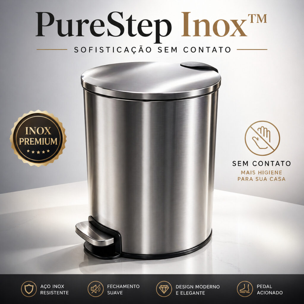 Lixeira Inox 5L PureStep Slim com Pedal e Fechamento Suave, foto 3